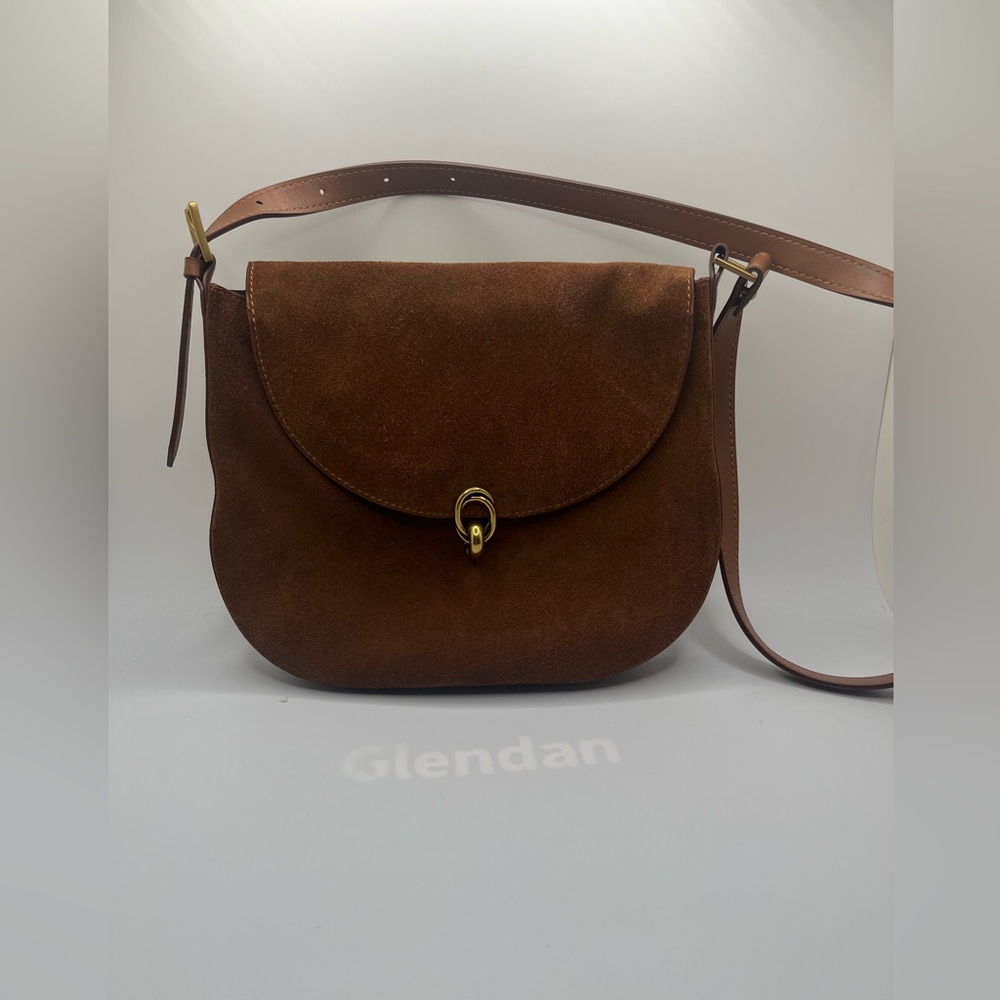 Women’s Brown Faux Suede Leather Convertible Crossbody Hand Bag OS - Picture 3 of 13